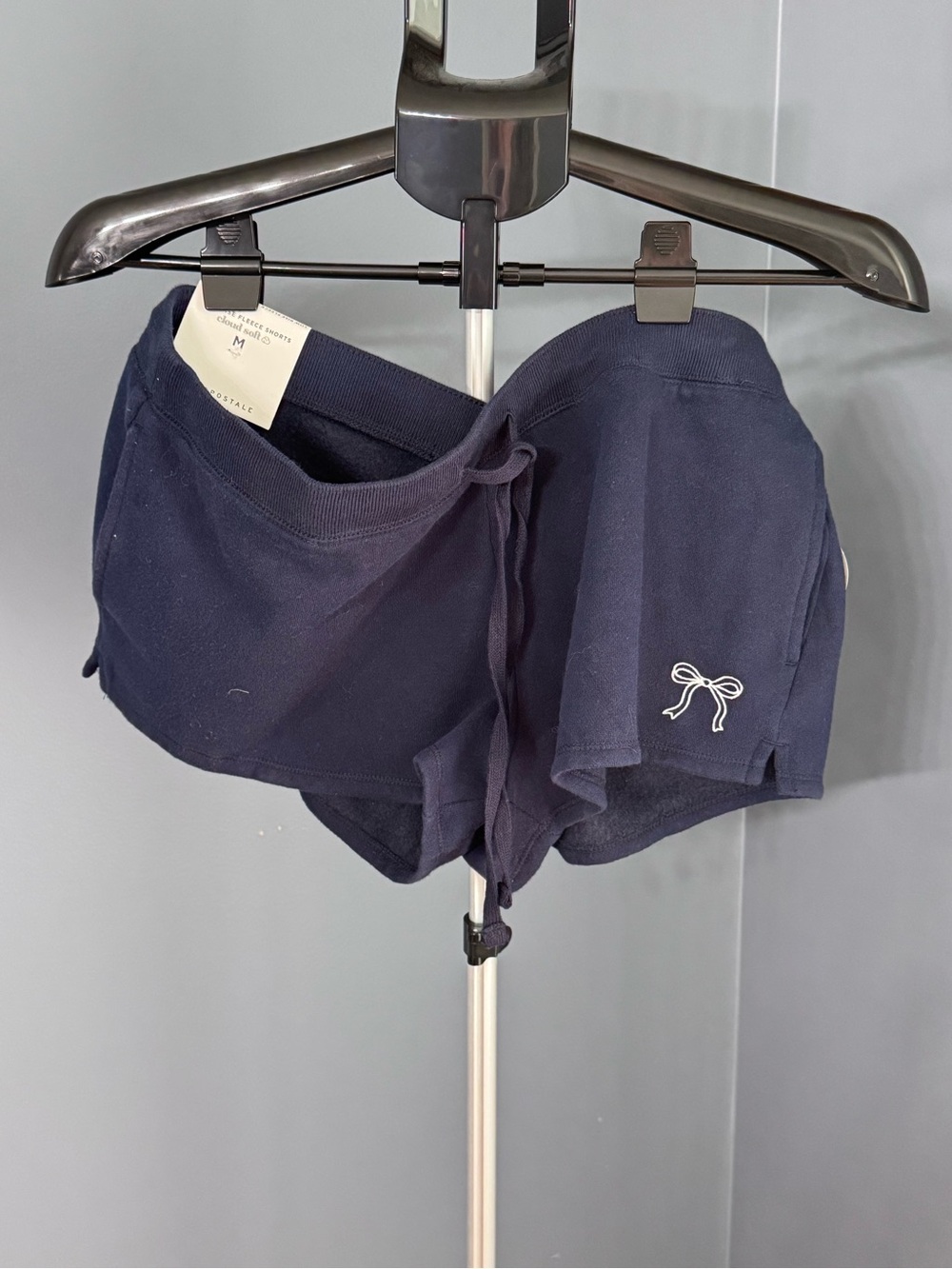 Aeropostale Navy Bow-Embroidered Athletic Lounge Shorts